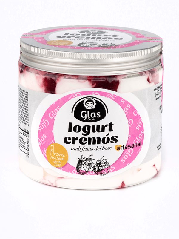 Pot de gelat de Iogurt amb xarop de fruits del bosc